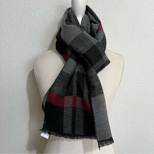 Scarf Black Gray Red Plaid Super Soft Plush New Unisex